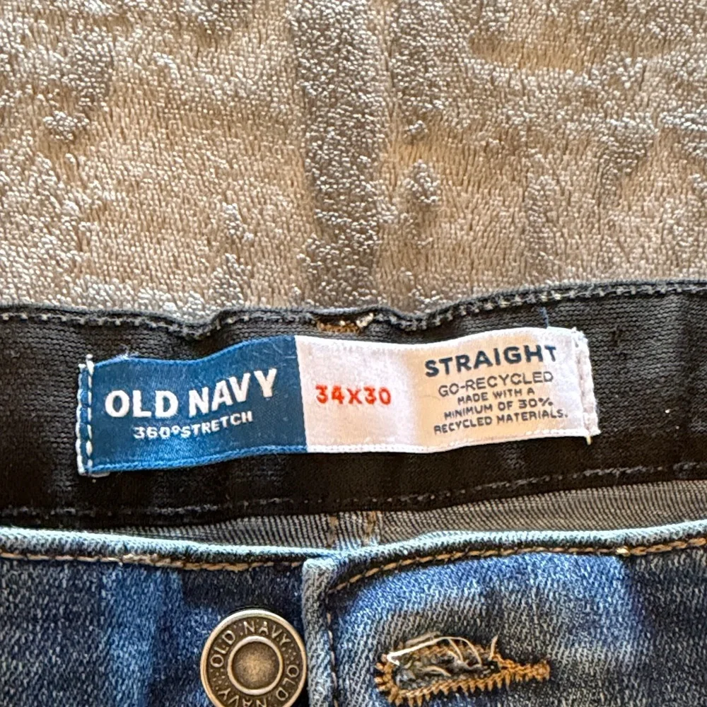 Mens Old Navy Straight 34x30 Blue Jeans - Picture 2 of 3